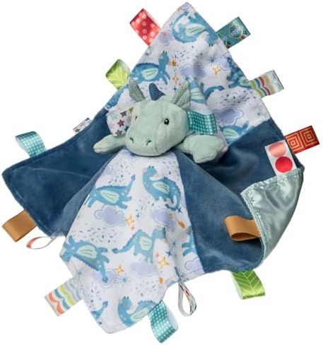 Taggies Stuffed Animal Lovey Security Blanket with Sensory Tags, Drax Dragon