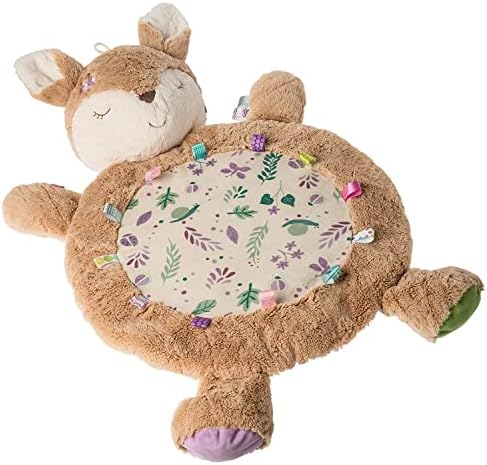 Taggies Tummy Time Baby Toddler Play Mat with Sensory Tags, Flora Fawn